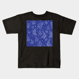 Paisley butterflies navy-white Kids T-Shirt